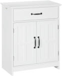 Kleankin Mobilier baie, dulap baie pe picior cu două uși, sertar și raft reglabil, 60x30x75 cm, alb | Aosom Romania (834-569V80WT)