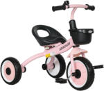 AIYAPLAY Tricicleta pentru Copii 2-5 Ani cu Scaun Reglabil, Bicicletă pentru Copii cu Coș, 70, 5x53x58 cm, Roz | Aosom Romania (370-267V00PK)