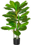 HOMCOM Plantă Artificială cu 33 de Frunze pentru Uz Interior și Exterior cu Ghiveci, Plantă Falsă în PEVA, PE și Ciment, 95 cm, Verde | Aosom Romania (830-434)