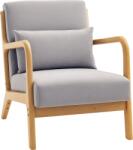HOMCOM Fotoliu lounge - 3 perne incluse - șezut adânc - brațe - structură din lemn de hevea - aspect de catifea gri | Aosom Romania (839-592V00GY)
