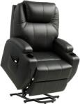 HOMCOM Fotoliu TV cu Funcție de Ridicare Electrică și Relaxare cu Liegefunktion, Fotoliu TV cu Suport pentru Pahare, Buzzunare Laterale și Telecomandă, Piele Artificială, Negru | Aosom Romania (700-020V01BK)