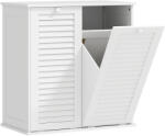 HOMCOM Dulap baie cu coș de rufe mobilier baie din lemn uși lamelare 2 coșuri 70 x 38 x 73 cm alb | Aosom Romania (834-797V80WT)