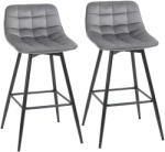 HOMCOM Set 2 Scaune Înalte în Stil Nordic cu Spătar și Suport pentru Picioare, 45x47x88 cm, Gri | Aosom Romania (835-271GY)