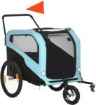PawHut Remorcă Bicicletă pentru Câini cu Două Intrări Buzunare Cadru Oțel Țesătură 170x77x90cm Albastru | Aosom Romania (D00-168V00LB)