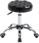 HomCom Taburet Reglabil HOMCOM cu Înălțime Ajustabilă, 5 Roti Pivotante, din Oțel și Piele Ecologică, Ф48x47-59cm, Negru | Aosom Romania (700-091)