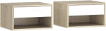 HOMCOM Set de 2 noptiere montate pe perete, noptiere, sertar, compartiment deschis, blat, 37 x 32 x 21 cm, lemn natural | Aosom Romania (831-630V81MX)