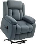 HOMCOM Fotoliu cu ajutor la ridicare din material textil moale, Fotoliu recliner cu telecomandă și buzunare laterale, Gri | Aosom Romania (713-175V90GY)