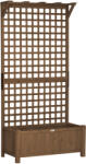 Outsunny Jardinieră Ridicată de Exterior cu Spalier și Bară Superioară, Ghiveci din Lemn de Brad cu Orificii de Drenaj pentru Flori și Legume, Ideală pentru Grădină și Balcon, Maro Închis | Aosom Romania (845-