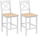 HOMCOM Set de 2 Taburete de Bar, Taburete de Bucătărie Înaltă cu Spătar Înalt, Suporturi pentru Picioare, din Lemn de Pin, Natural și Alb | Aosom Romania (83A-098V00ND)