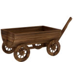 Outsunny Cărucior din lemn cu 4 roți și mâner Jardinieră exterioară cu orificiu de drenaj 115x40x54, 5 cm Carbonizat | Aosom Romania (84H-474V00TN)