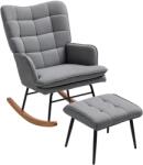 HOMCOM Fotoliu cu leagăn și taburet, confortabil, până la 130 kg, aspect de in, 64x89x90cm, Gri închis | Aosom Romania (839-867V00CG) Balansoar