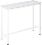 HOMCOM Masă de Bar Masă Înaltă cu Blat din Melamină Efect de Marmură și Picioare din Oțel Stil Modern pentru Bucătărie Cafenea Sufragerie 120x40x100 cm Alb | Aosom Romania (835-491WT)