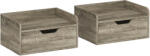 HOMCOM Set de 2 noptiere de perete, noptiere cu sertar și poliță cu margini înălțate, 40x30x19, 5cm, gri | Aosom Romania (831-629V81GY)