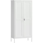 HOMCOM Dulap pentru Birou în Oțel cu 3 Rafturi Reglabile cu Serratură și 2 Chei, 80x40x175 cm, Alb | Aosom Romania (924-122V00WT) Comoda