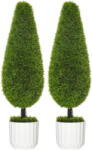 HOMCOM Set 2 Plante Artificiale cu Ghiveci de Ø12x16 cm, Muschi si Ciment, Plante Artificiale de 90cm din PE si Plastic, Verde-Alb HOMCOM | Aosom Romania (830-708V00GN)