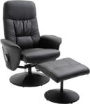 HOMCOM Fotoliu Relaxant cu Suport pentru Picioare, Reclinabil 145° cu Șezut Rotativ, cu 10 Puncte de Masaj, Negru | Aosom Romania (700-113V01BK)