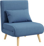 HOMCOM Fotoliu chauffeuse convertibil 3-în-1 pat/fotoliu 1 loc spătar 5 poziții din material textil cu pernă, albastru | Aosom Romania (83B-087V00BU)