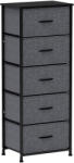 HOMCOM Comodă 5 sertare mobilier de depozitare sertar din material pliabil - structură din oțel negru - 45 x 30 x 116 cm gri închis | Aosom Romania (850-267V00BK) Comoda