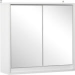 HomCom Dulap de baie cu 2 usi, oglinda baie dulap cu raft reglabil din lemn MDF 48x14.5x45cm alb (834-172WT)
