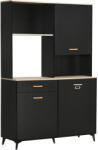 HOMCOM Cămară de Bucătărie cu Sertar Dulapuri și Rafturi Mobilier Auxiliar pentru Cuptor cu Microunde Stil Modern 119x41x180cm Negru | Aosom Romania (835-767V01BK)