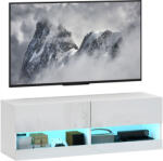 HomCom Dulap TV montat pe perete cu LED-uri, 16 moduri de clipire, Dulap TV montat pe perete, Rafturi deschise, 120 x 35 x 40, 5 cm, Alb | Aosom Romania (833-993V91WT)