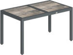 Outsunny Masă de grădină pentru 4-6 persoane, masă de exterior cu blat cu efect de lemn, 140 x 80 x 72 cm, gri închis | Aosom Romania (84K-105V00CG)