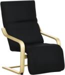 HOMCOM Fotoliu Relaxant Confort si Relaxare cu Cotier reglabil detasabil 94 x 66, 5 x 100 cm Lemn Masiv Negru | Aosom Romania (833-132V00BK)