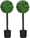 HOMCOM Set de 2 plante mingi de bux artificial cu trunchi si ghiveci inclus - inaltime 60 cm | Aosom Romania (830-678V00GN)