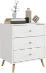 HOMCOM Comodă 3 sertare Design scandinav Mobilier de Depozitare Camera MDF Alb mânere picioare conice Lemn Masiv de pin | Aosom Romania (831-722V80WT) Comoda