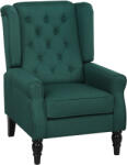 HOMCOM Fotoliu elegant cu urechi, bine tapițat, husă detașabilă, 74 x 86 x 102 cm, Verde închis | Aosom Romania (833-695V71DG)