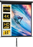 HomCom Ecran de proiecție TV și Home Cinema de 85 de inci video proiector 1: 1 4K HD, 146L x 146Î cm | Aosom Romania (001-016V00BK)