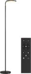 HomCom Lampă de Podea LED cu Cap Rotativ la 350° și Telecomandă Magnetică, Reglaj Continuu 3000K-6500K, Negru | Aosom Romania (B31-612V90BK)
