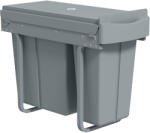 HomCom Coș de gunoi de bucătărie glisant 30L cu 2 compartimente, coș sub chiuvetă cu capac mat, 52x26x40, 8cm, gri | Aosom Romania (851-074V01GY) Cos de gunoi