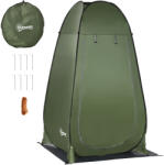 Outsunny Cort de Duș pentru Camping cu Ușă cu Fermoar, Geantă de Transport și Buzunar, 126x124x189 cm, Verde Închis | Aosom Romania (A20-258DG) Cort