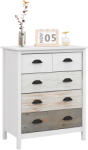 HOMCOM Comodă 5 sertare mobilier de depozitare cu mânere, 70 x 38 x 85 cm, alb | Aosom Romania (831-353V90WT) Comoda