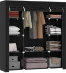 HOMCOM Dulap de depozitare penderie din material textil pliabil cu bara de suspendare si rafturi, 150 x 43 x 162, 5 cm, negru | Aosom Romania (850-212V00BK) Comoda