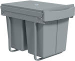 HomCom Coș de gunoi retractabil sub chiuvetă, 2 găleți de 20L, Gri | Aosom Romania (851-073V01GY) Cos de gunoi