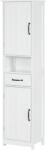 Kleankin Dulap Modern pentru Baie, Mobilier Îngust cu Raft Deschis, Sertar, Uși Încastrate și Rafturi Ajustabile Alb | Aosom Romania (834-570V80WT)