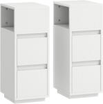 HOMCOM Set de 2 Noptiere Înalte și Subțiri pentru Dormitor cu 2 Sertare și Raft Deschis, Noptiere Moderne Economisitoare de Spațiu, Măsuțe pentru Divan, Sufragerie și Dormitor, 25x30x65 cm, Alb | Aosom Roman