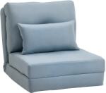 HOMCOM Fotoliu de podea Pat pliant cu saltea pliantă, design 2 în 1, pernă detașabilă, 60 x 80 x 56 cm, Himmelblau | Aosom Romania (833-965BU)