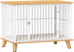 PawHut Cușcă pentru câini cu ușă cu închidere, pernă detașabilă, bună ventilație, oțel, 86x60x70 cm, Alb+Gri | Aosom Romania (D02-069V01AK)