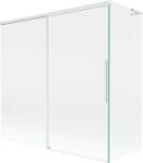 Mexen Rox, L tolóajtós, kétszárnyú kádparaván 160 + 80 x 150 cm, 8 mm-es átlátszó üveg, fehér profil, 8C9L-160-080-20-00 (8C9L-160-080-20-00)