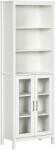 Kleankin Colțar de Baie cu 2 Uși de Sticlă și 3 Rafturi Mobilier Auxiliar de Stil Modern 53x30x162 cm Alb | Aosom Romania (834-448WT)