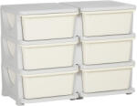 HOMCOM Comodă cu 6 Sertare pentru Copii 3-6 Ani cu Margini Rotunjite, din PP Crem, 75x37x56.5 cm | Aosom Romania (311-053V00CW) Comoda