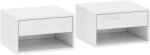 HOMCOM Set de 2 noptiere murale, noptiere, sertar, compartiment deschis, blat, 37 x 32 x 21 cm, alb | Aosom Romania (831-630V82WT)