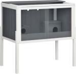 PawHut Cușcă pentru hamsteri, 3000 cm2 Cușcă pentru hamsteri pitici din lemn și metal, cu 2 hamace, uși glisante din acrilic, stabilă, sigură, Gri+Alb | Aosom Romania (D51-337V00CG)
