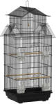 PawHut Colivie/volieră pentru păsări cu leagăn mâner portabil 4 hrănitori 3 bârne 50, 5 x 41 x 104 cm oțel negru | Aosom Romania (D10-062V03BK)