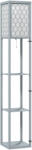 HomCom Lampadar Podea 2 în 1, 3 Rafturi, Economisire Spațiu, Soclu E27, 26x26x160 cm, Gri Deschis | Aosom Romania (B31-622V90LG)