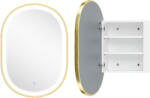 HOMCOM Dulap de Baie cu Oglindă și Lumini LED de 3 Culori Dulap de Perete Oval cu Funcție Memorie și Antiaburire Auriu | Aosom Romania (834-941V00GD) Comoda