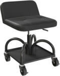 HomCom Scaun de atelier cu roți spațiu depozitare, 58, 5 cm înălțime, scaun rulant până la 135 kg Negru | Aosom Romania (C20-083V00BK)